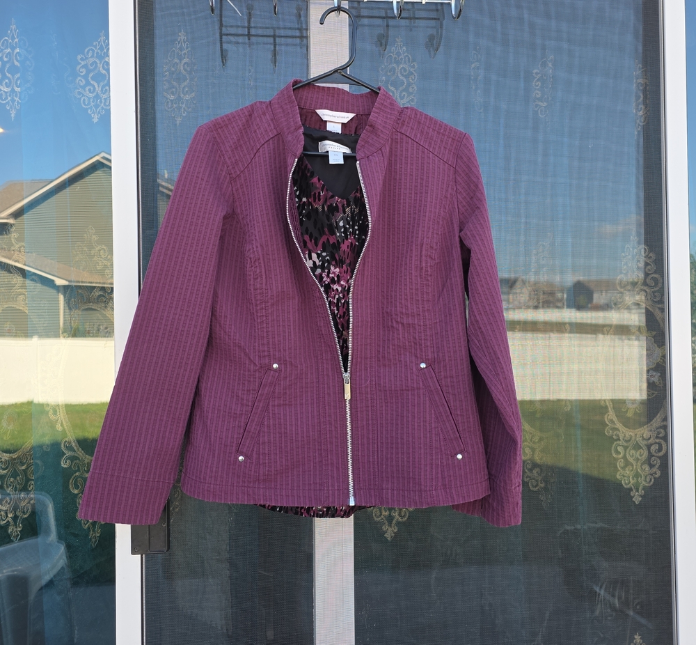 Christopher & Banks Plum Zip-Front Jacket